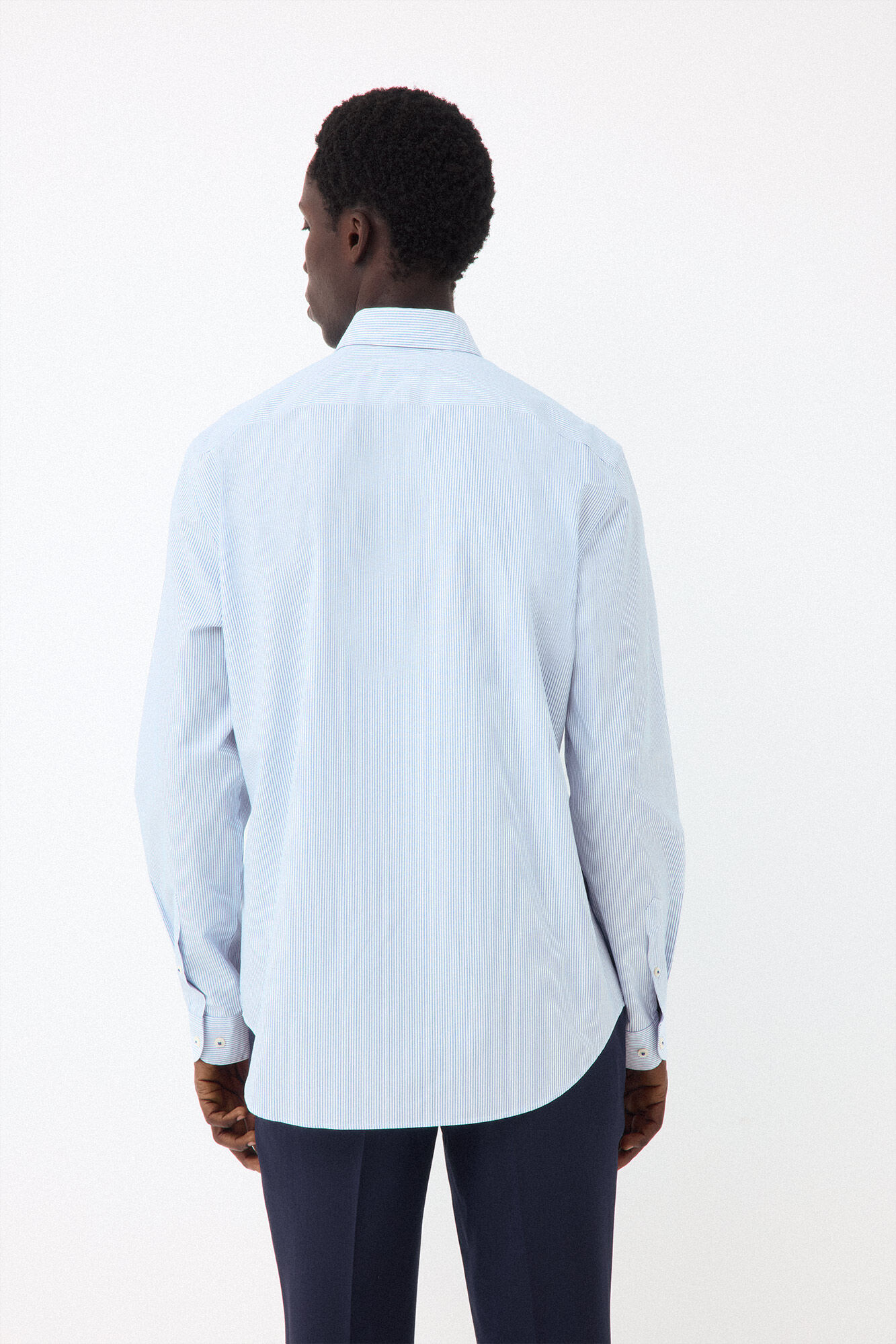Pedro del Hierro Striped non-iron + anti-stain slim fit dress shirt Blue
