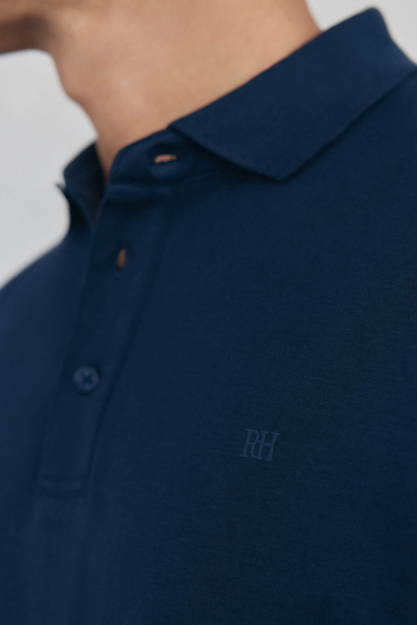 Pedro del Hierro Mercerized long sleeve polo shirt Blue