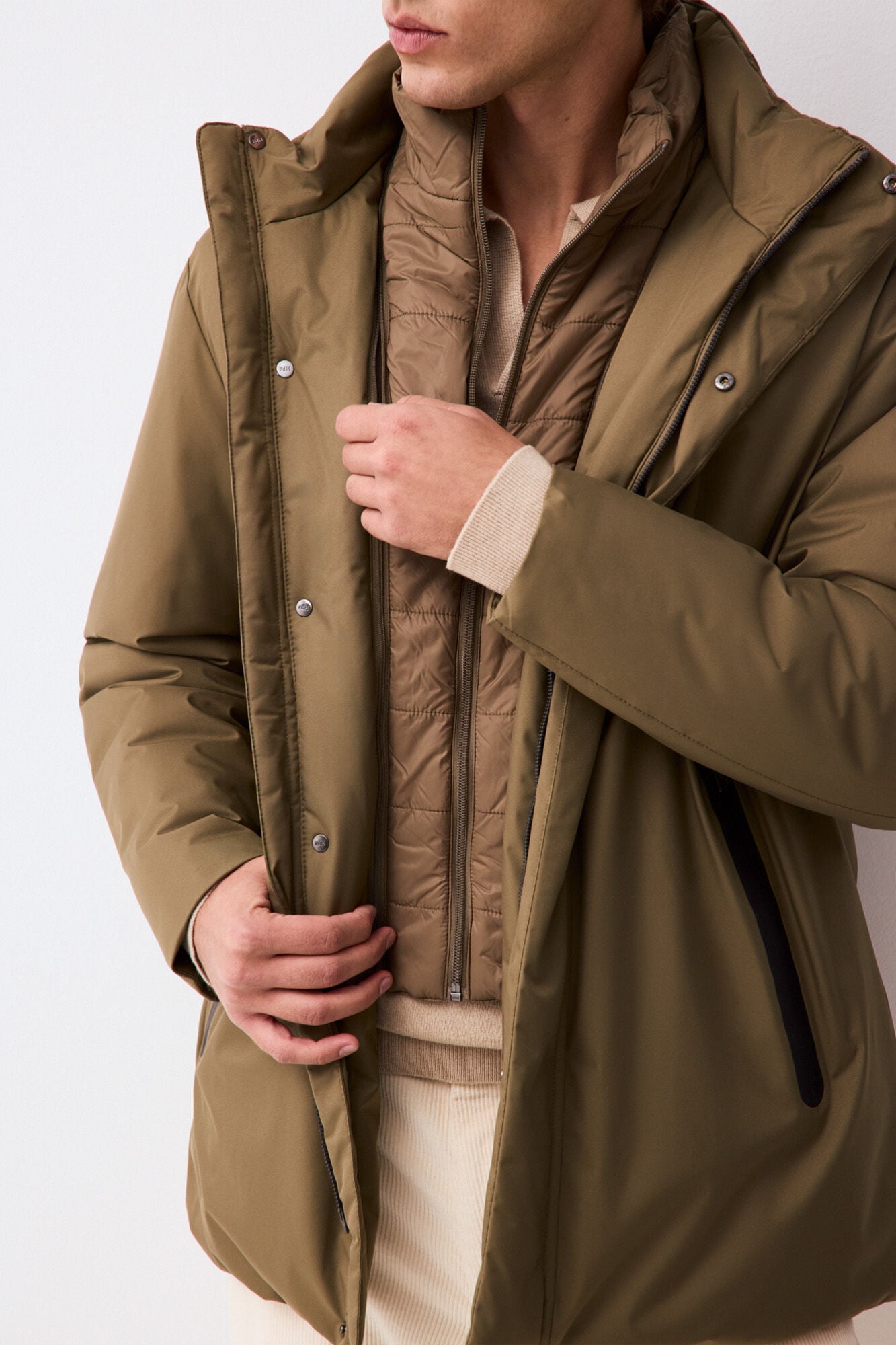 Pedro del Hierro Long technical parka Green