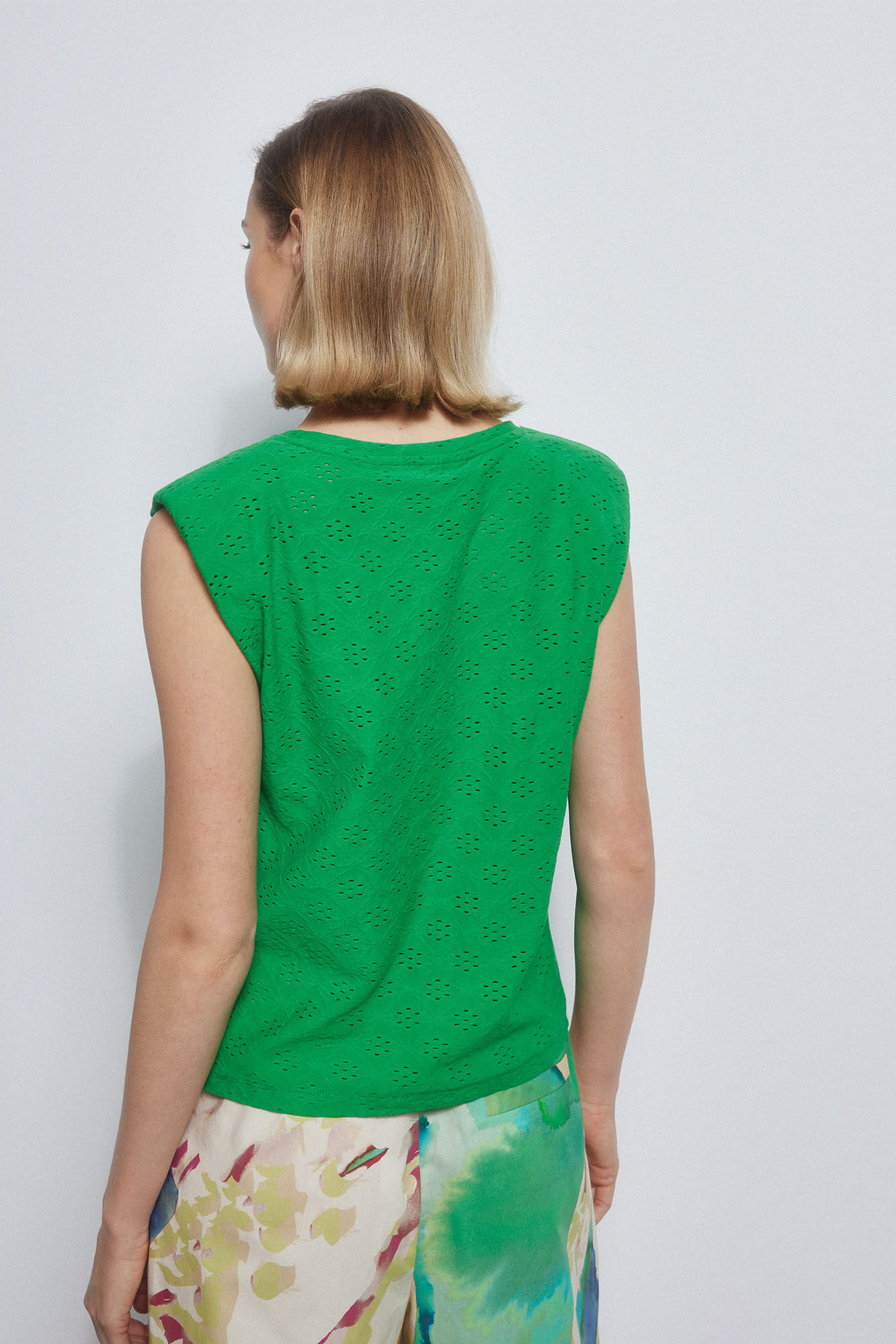 Pedro del Hierro Embroidered shoulder pads t-shirt Green