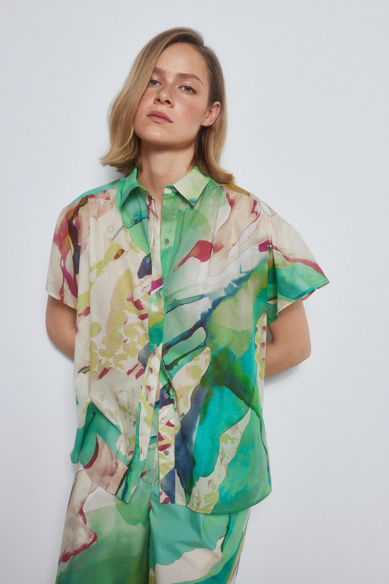 Pedro del Hierro Camisa manga corta estampada Verde