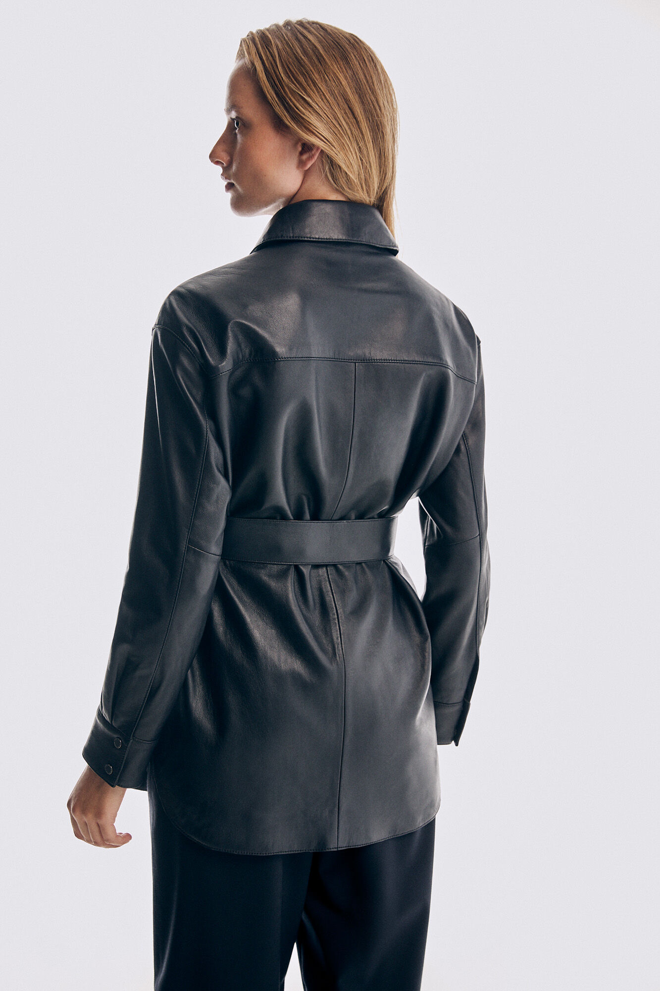 Pedro del Hierro Sobrecamisa napa cintur&oacute;n Azul