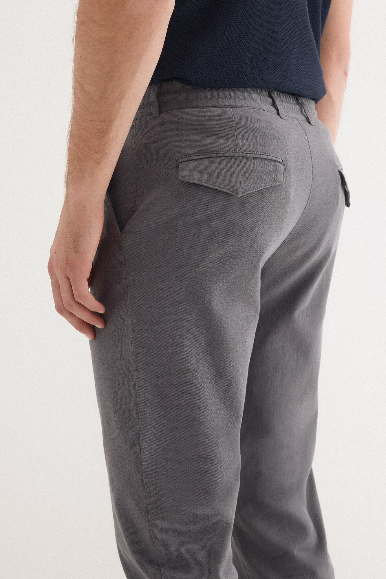 Pedro del Hierro Cotton-linen drawstring chinos Grey