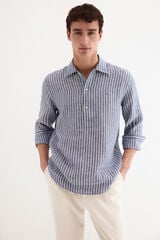 Pedro del Hierro Linen plaid top Blue