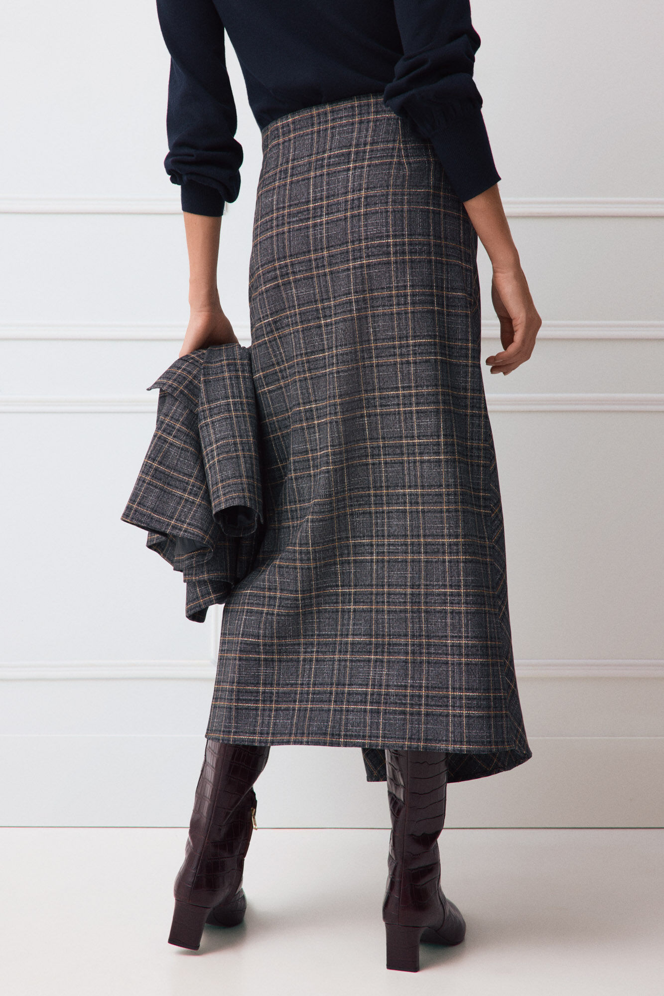 TFP by Tamara Falc&oacute; Plaid straight skirt Blue