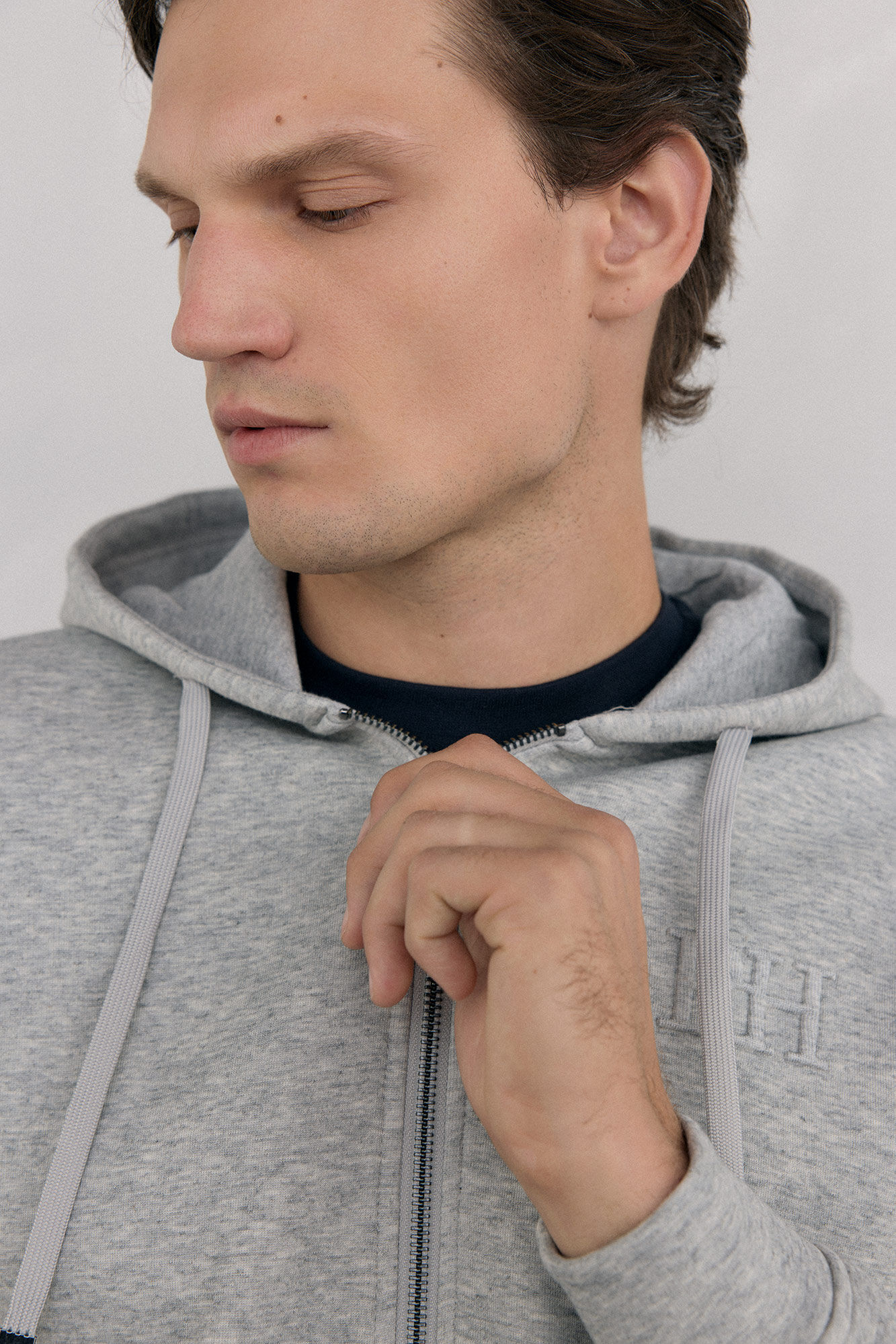 Pedro del Hierro Sweatshirt com capuz em tecido t&eacute;cnico Cizento