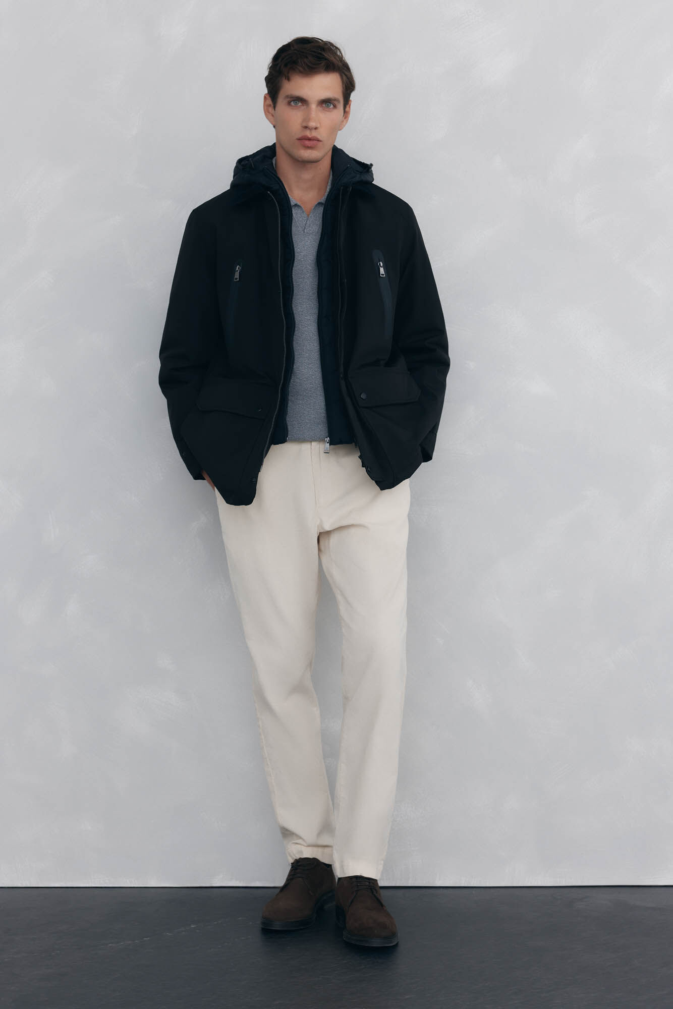 Pedro del Hierro Water-repellent zip fastening jacket Black