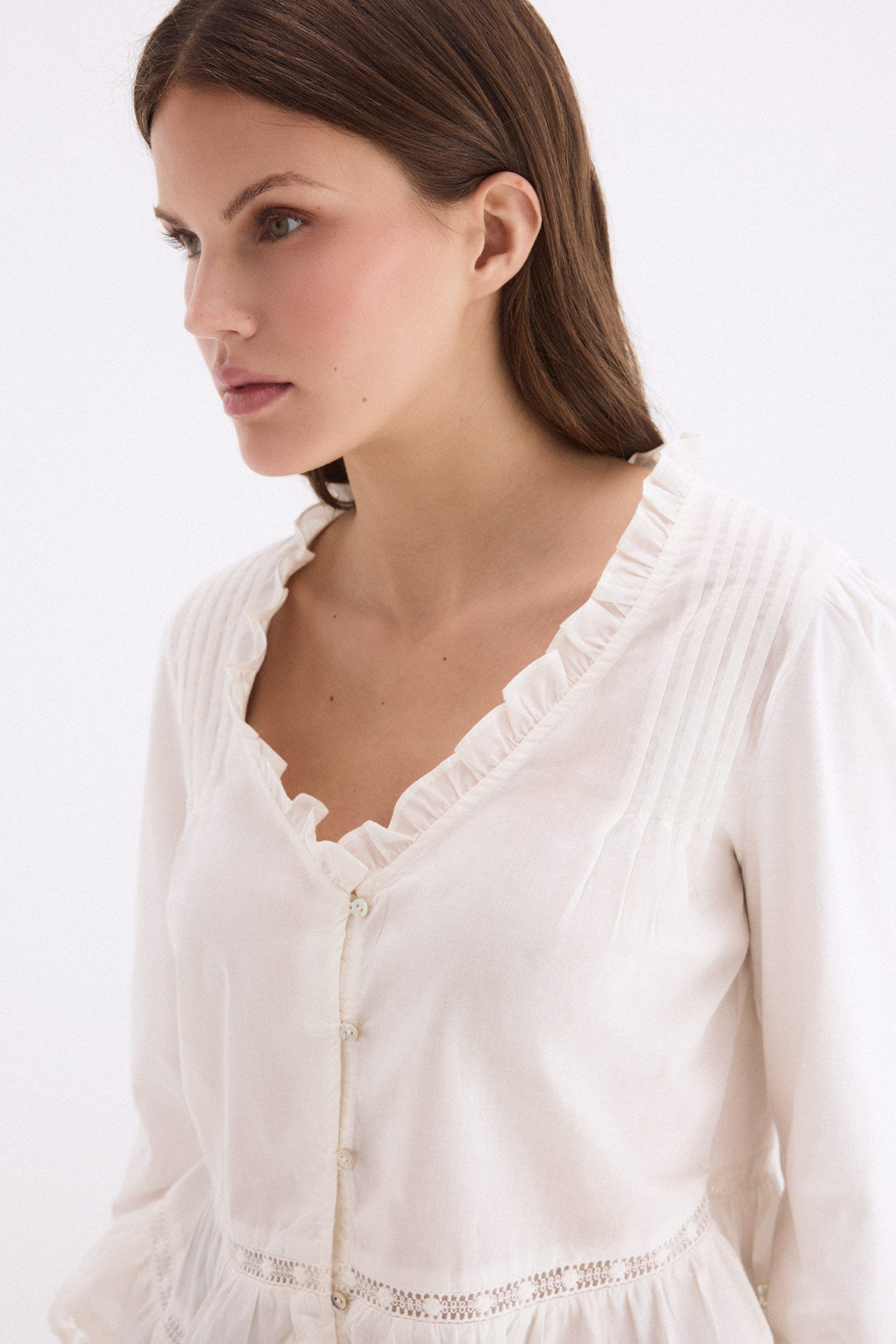Pedro del Hierro Combined ruffled T-shirt White
