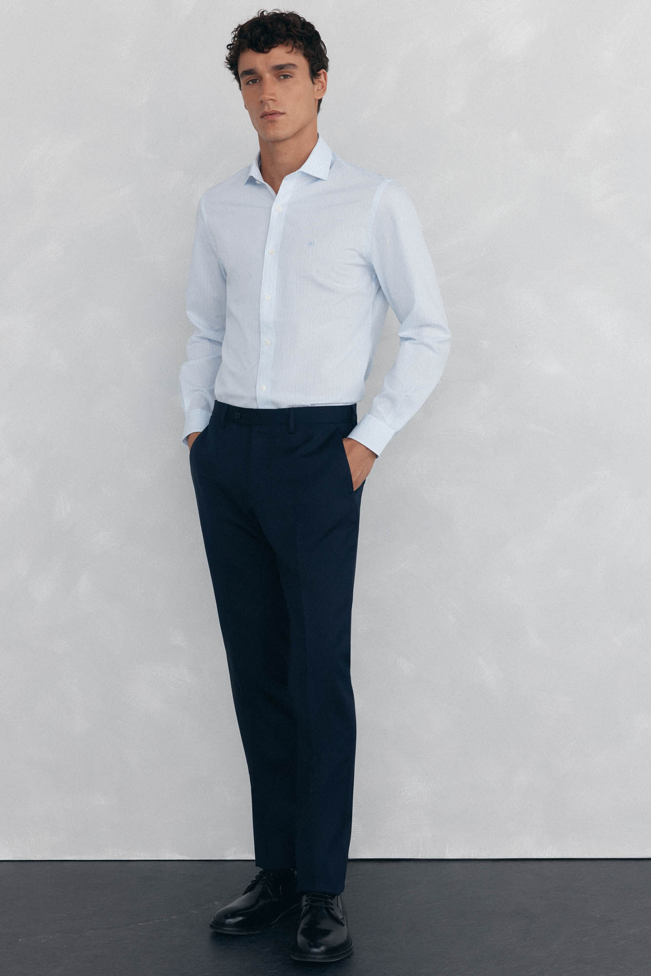 Pedro del Hierro Easy-iron striped shirt with anti-odor, slim fit Blue