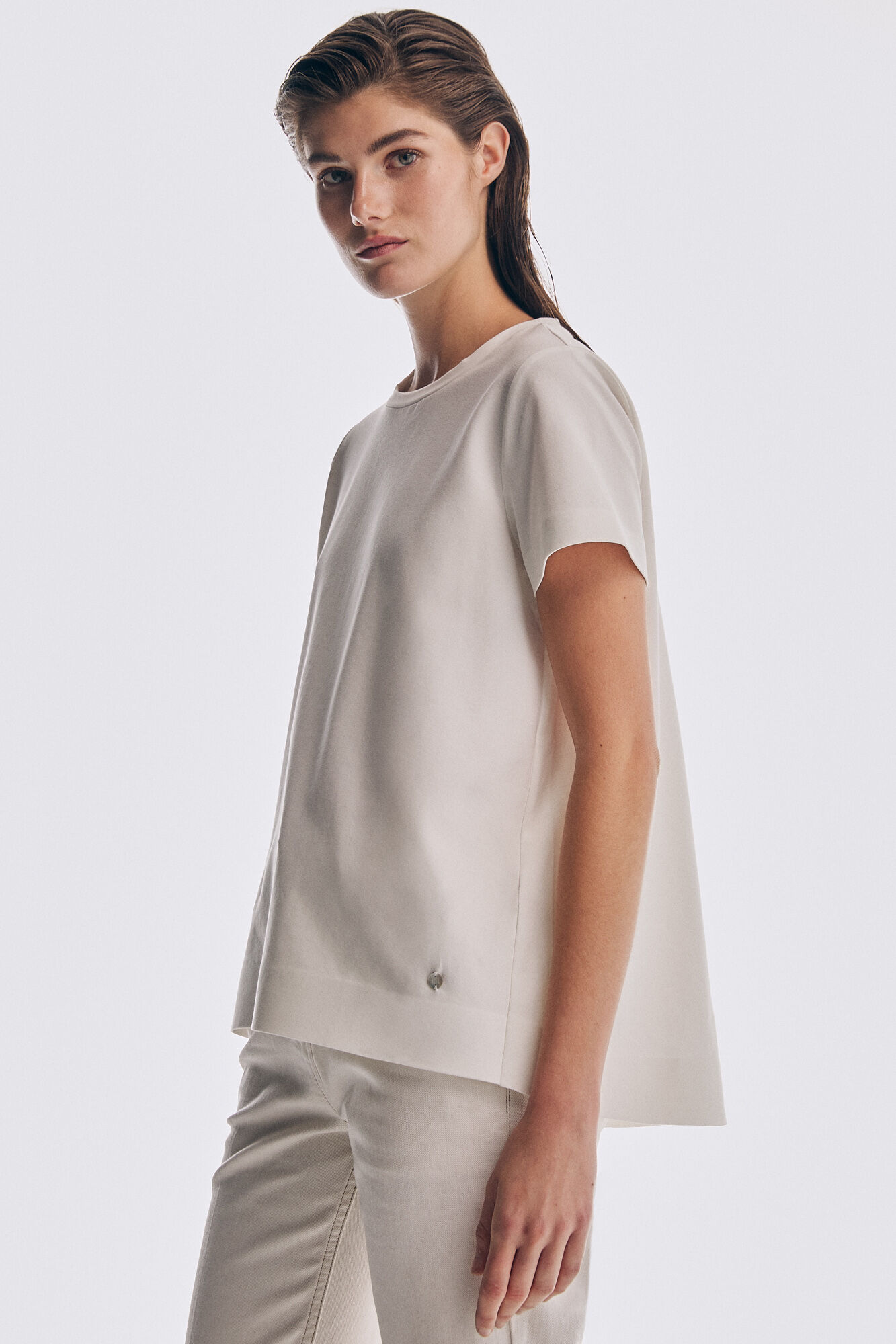 Pedro del Hierro Loose-fit elbow length sleeve T-shirt Beige