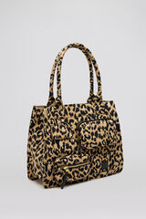 Pedro del Hierro Bolso tote animal print Marr&oacute;n
