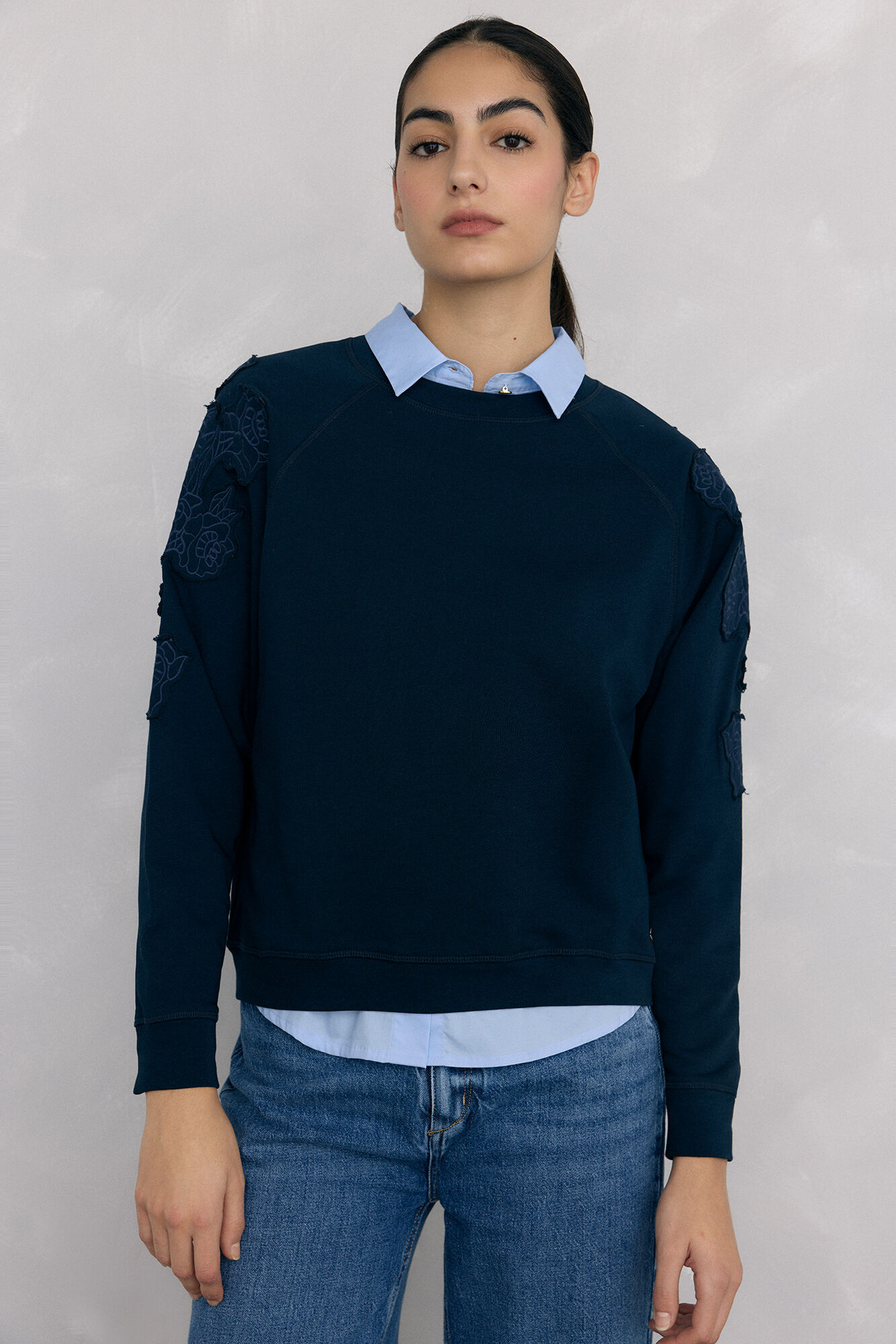 Pedro del Hierro Flower embroidered sweatshirt Blue