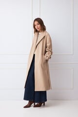 TFP by Tamara Falc&oacute; Pinstriped long coat Ecru
