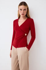 Pedro del Hierro Wrap T-shirt with metallic detail Red