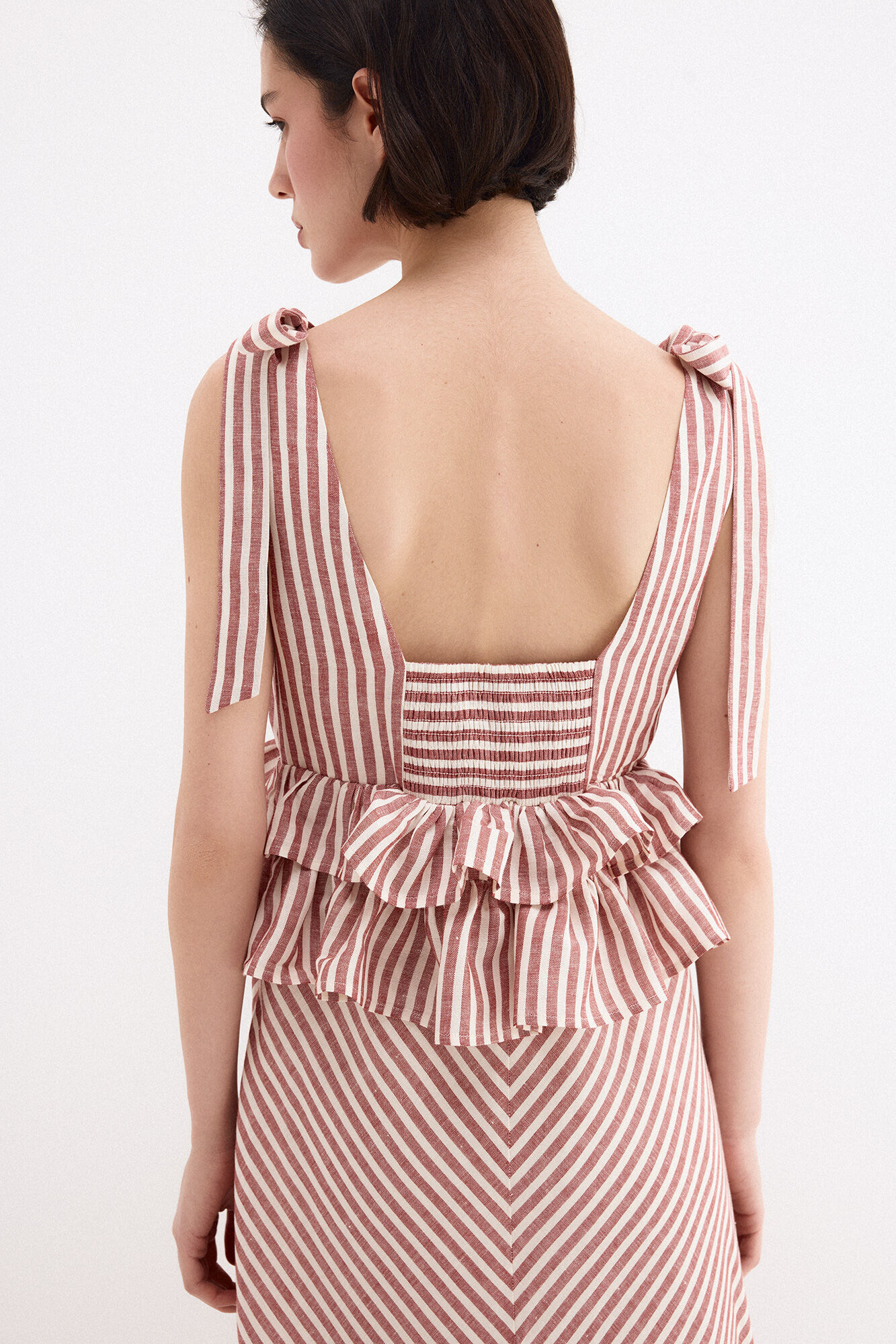 Pedro del Hierro Linen long dress with bow details Orange