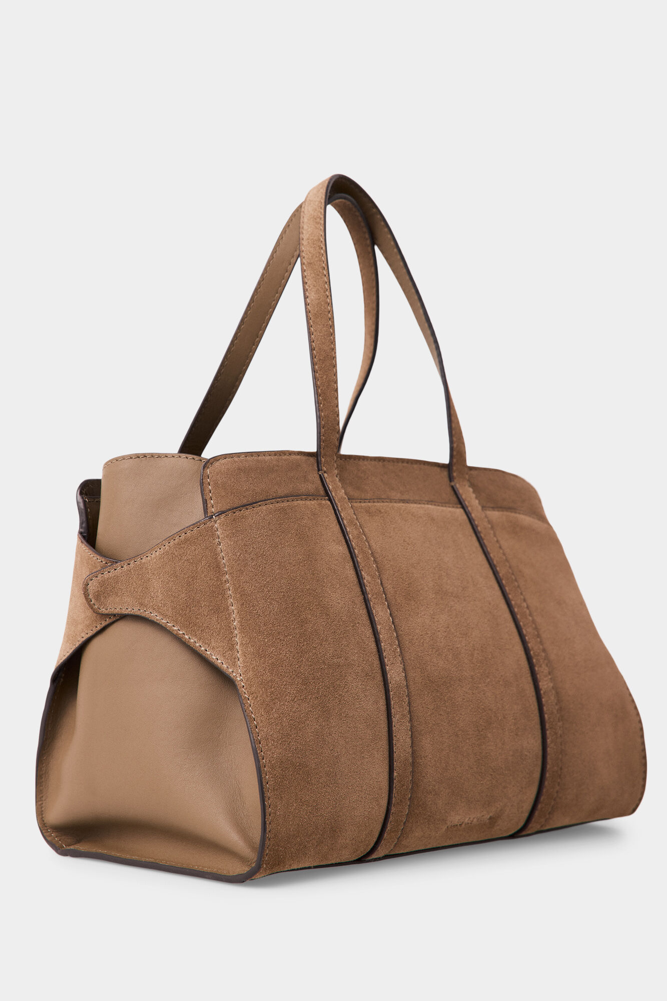 Pedro del Hierro Mala tote bag em camur&ccedil;a com al&ccedil;a dupla Marrom