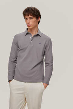 Pedro del Hierro Essential long-sleeved polo shirt Grey
