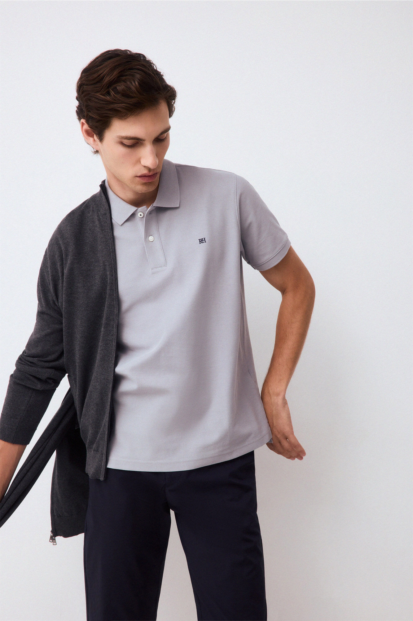 Pedro del Hierro Piqu&eacute; basic polo shirt Grey