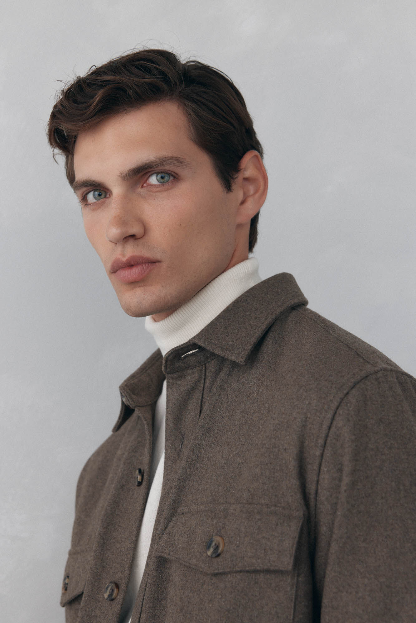 Pedro del Hierro Plain wool overshirt Brown