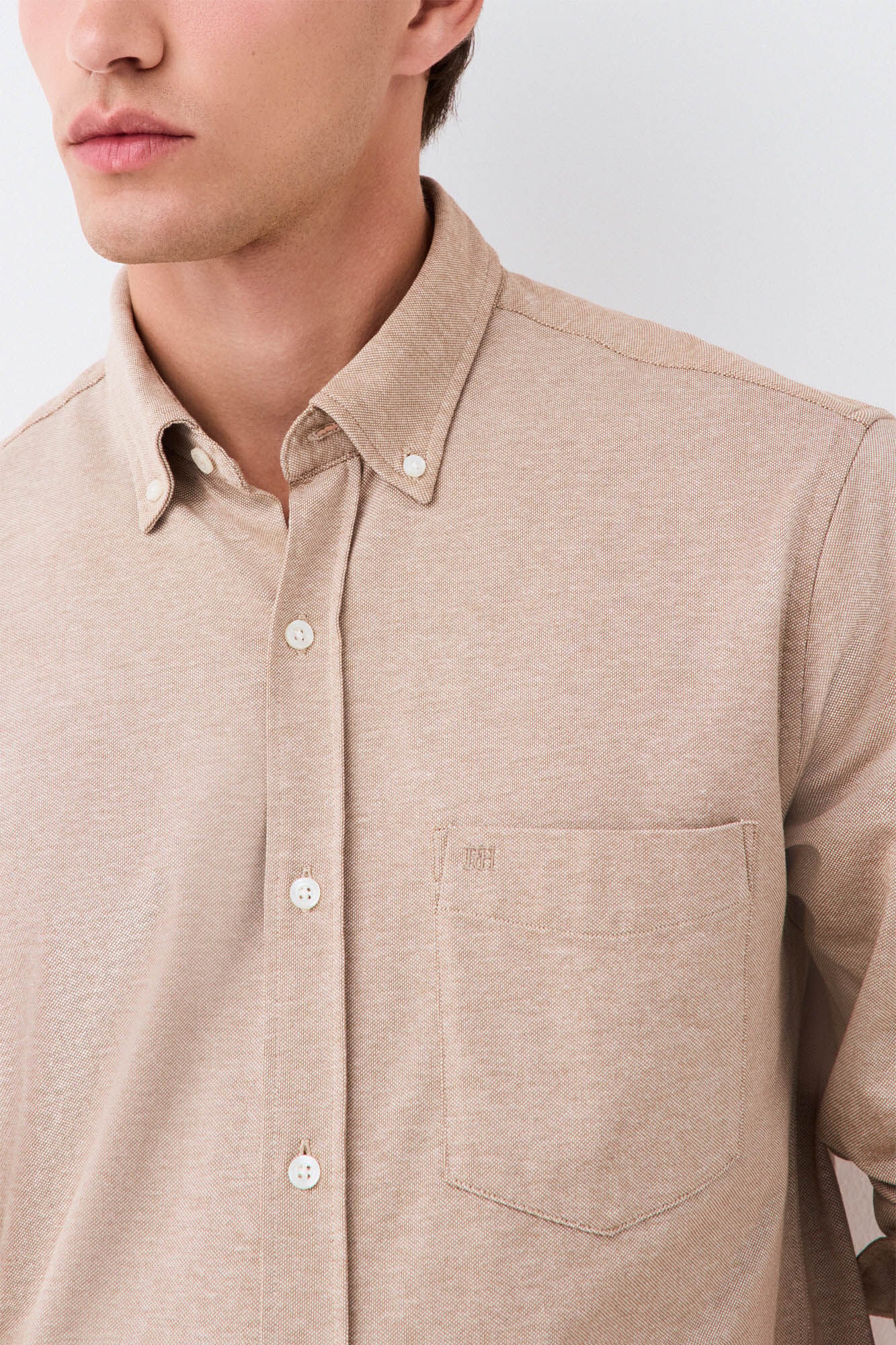 Pedro del Hierro Plain jersey-knit shirt Beige