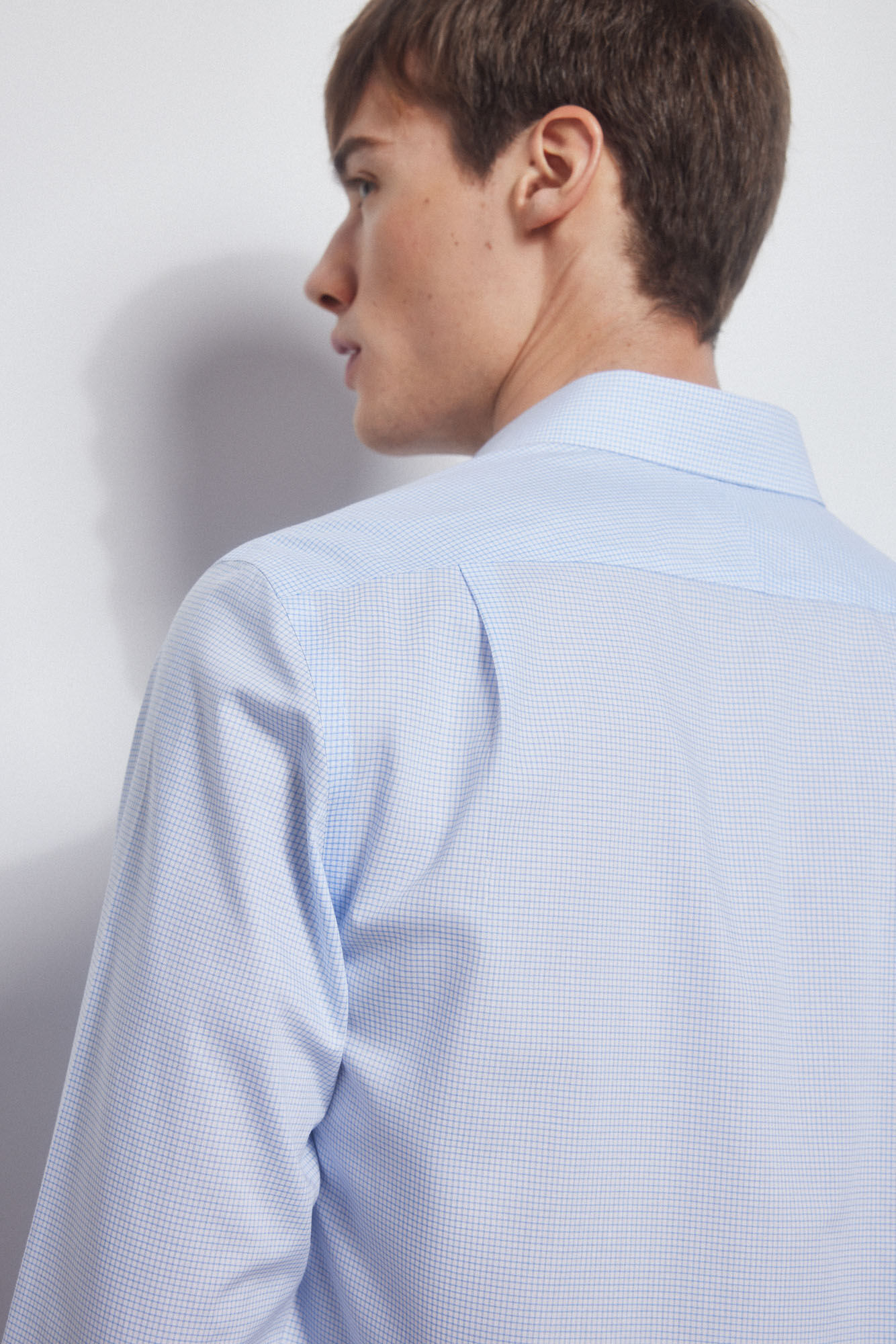 Pedro del Hierro Checked non-iron + stain-resistant shirt Blue