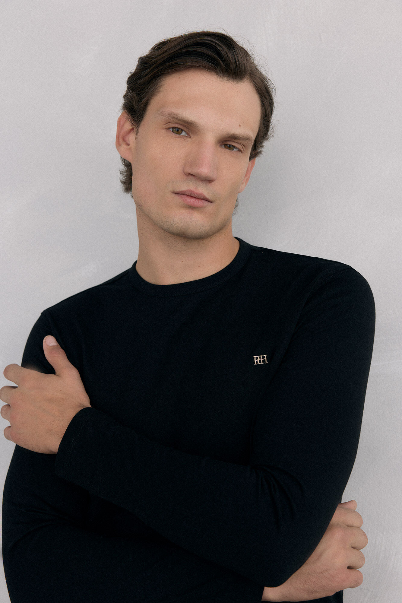 Pedro del Hierro Long-sleeved basic T-shirt Black
