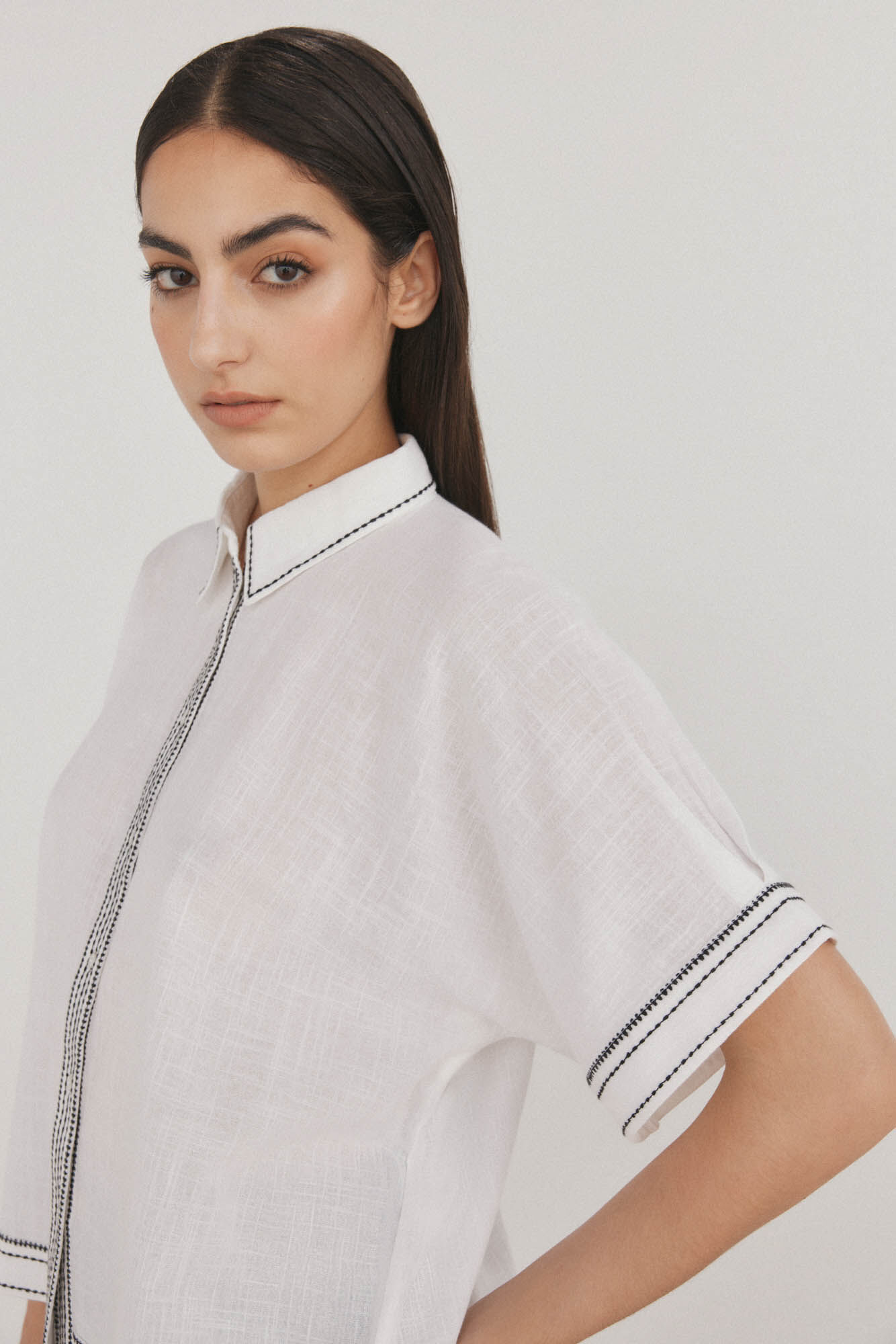 Pedro del Hierro Camisa larga contrastante Branco