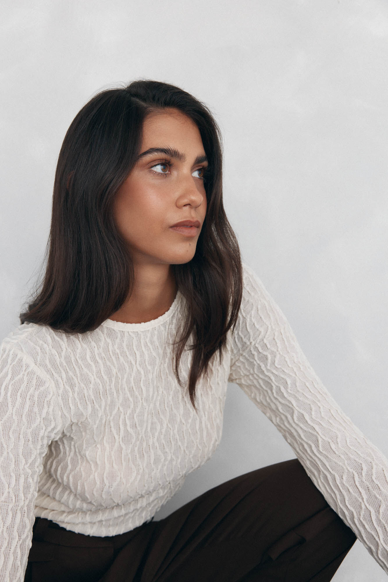 Pedro del Hierro Structured French-sleeved T-shirt Ecru