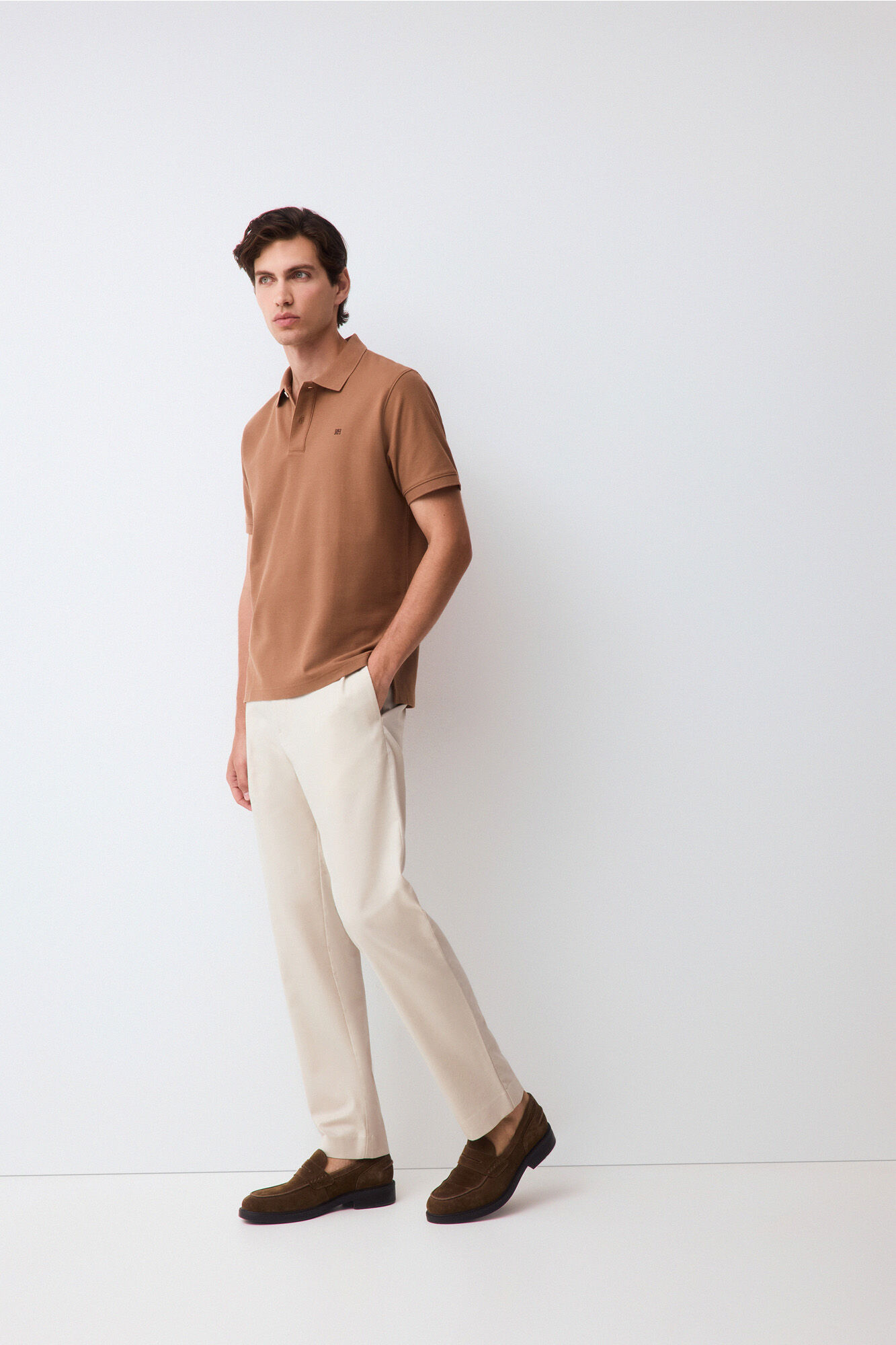 Pedro del Hierro Piqu&eacute; basic polo shirt Brown