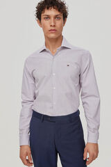 Pedro del Hierro Checked regular fit dress shirt, easy-iron and anti-stain Burgundy