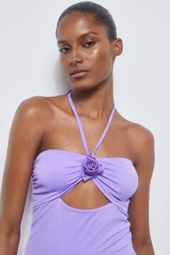 Pedro del Hierro Flower neckline swimsuit Purple
