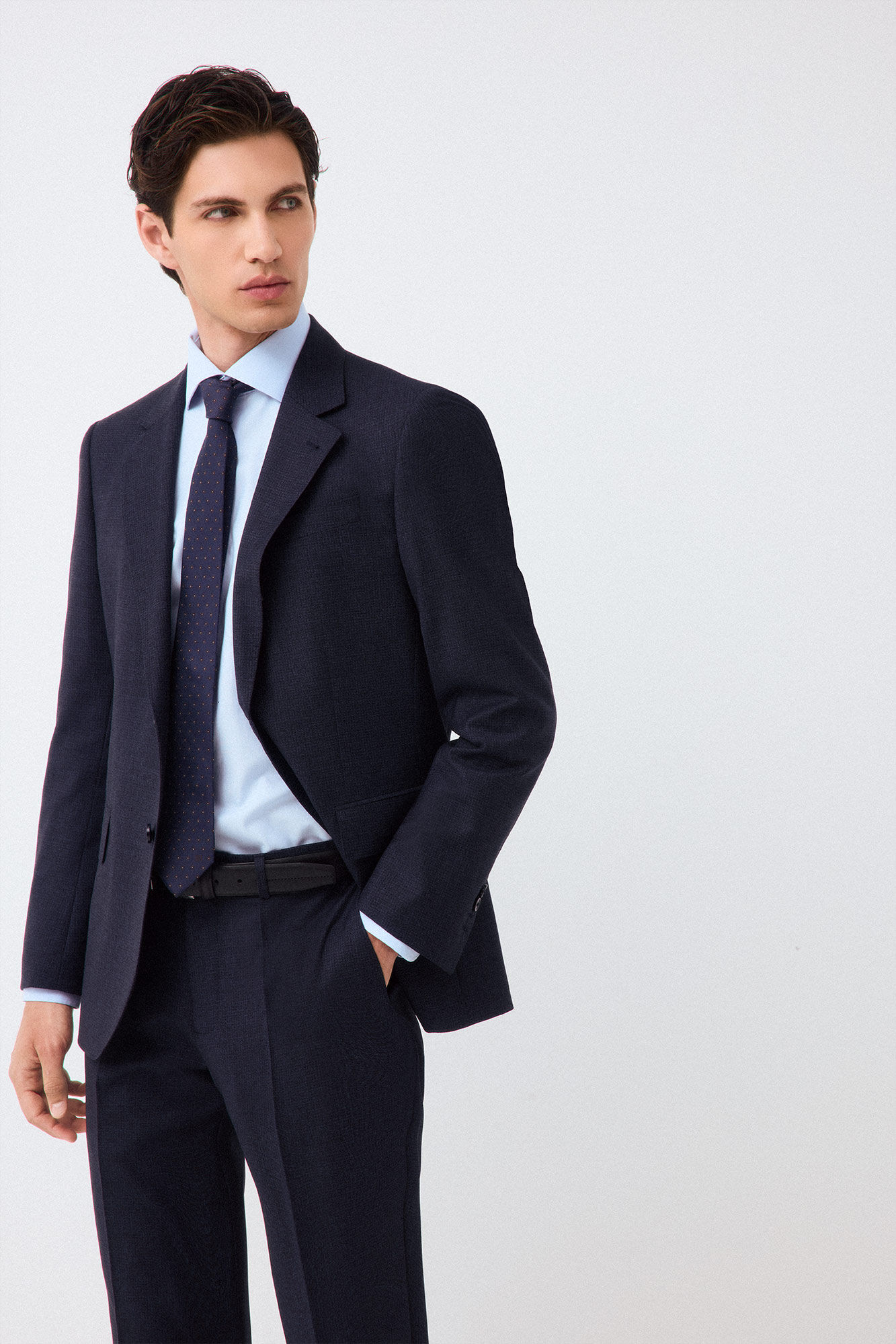 Pedro del Hierro Non-iron + anti-stain structure dress shirt Blue