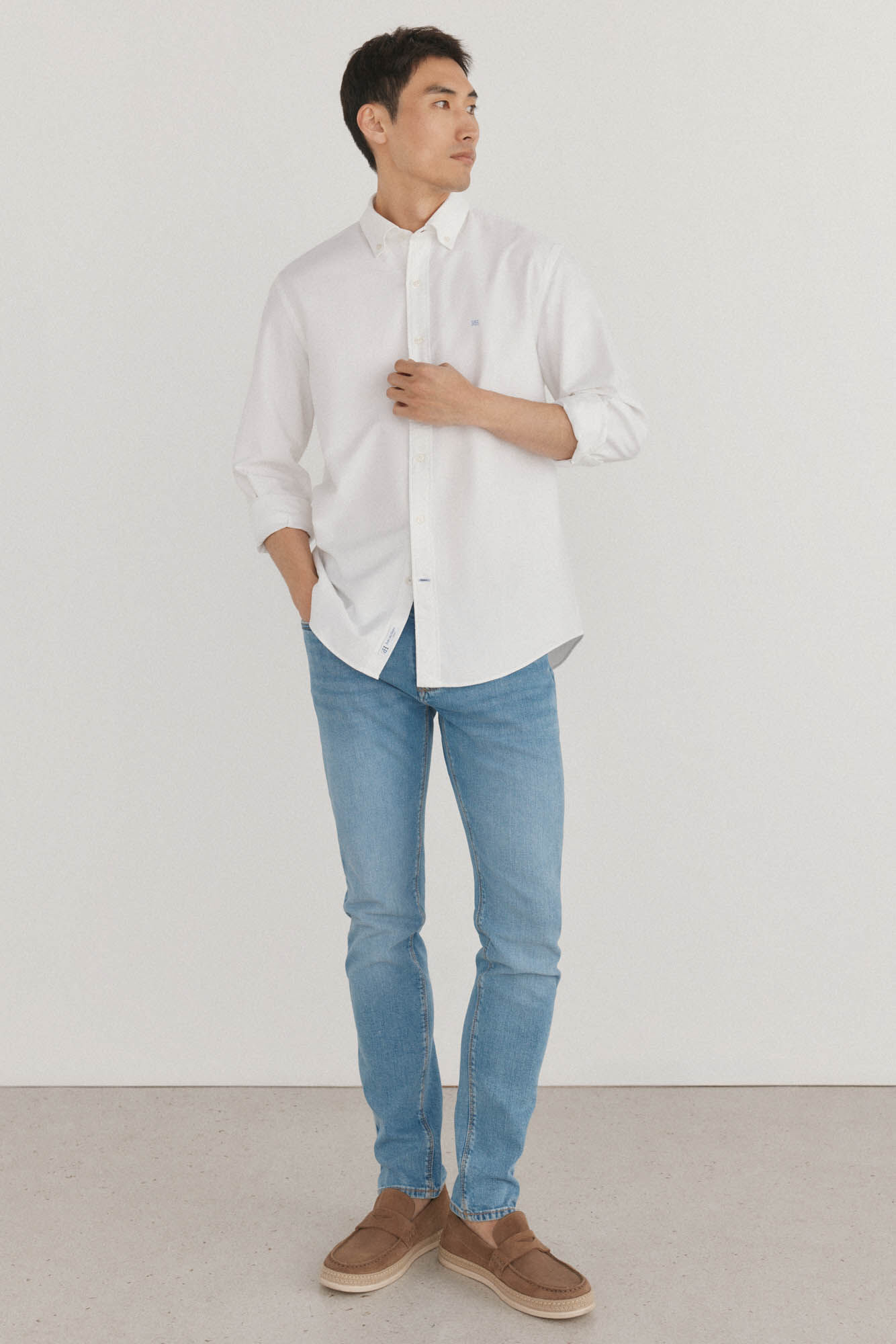 Pedro del Hierro Iconic plain oxford shirt White