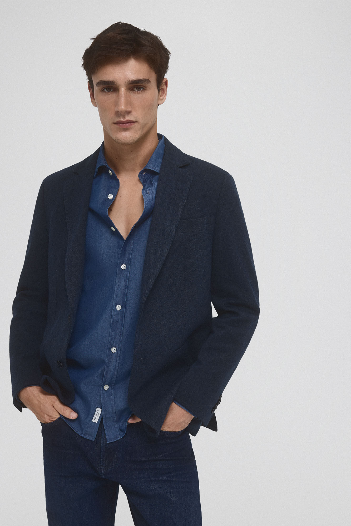 Pedro del Hierro Americana de punto con desmontable Azul