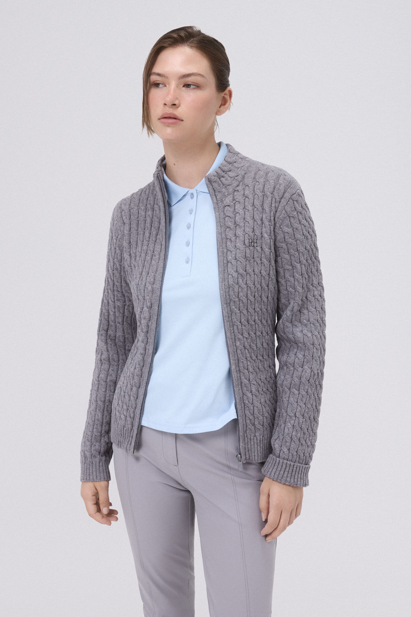 Pedro del Hierro Jaqueta de malha cinza golfe Azul