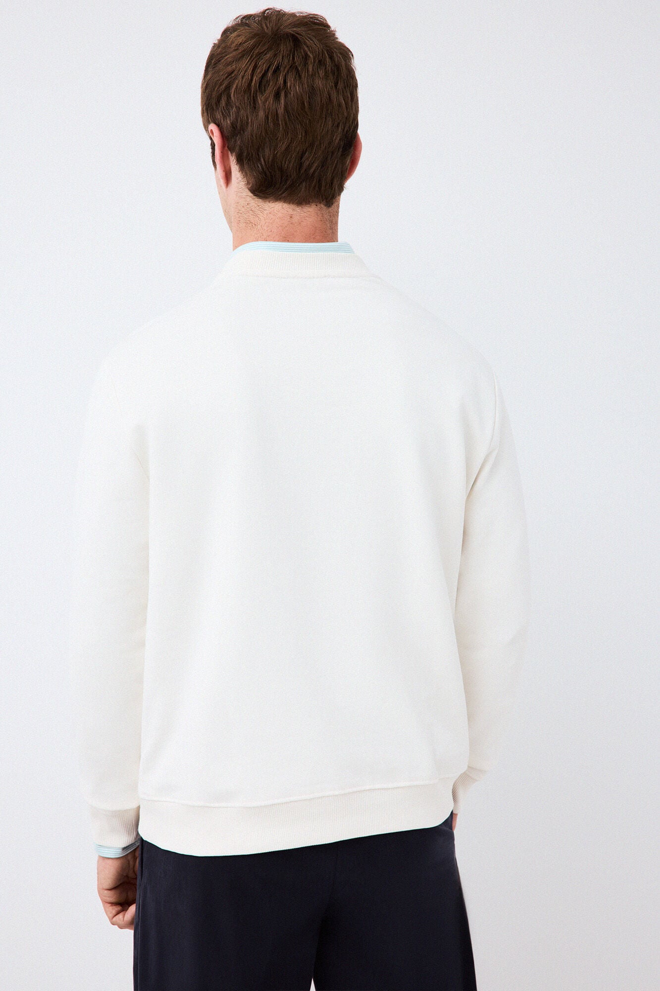Pedro del Hierro Crew neck logo sweatshirt Ecru