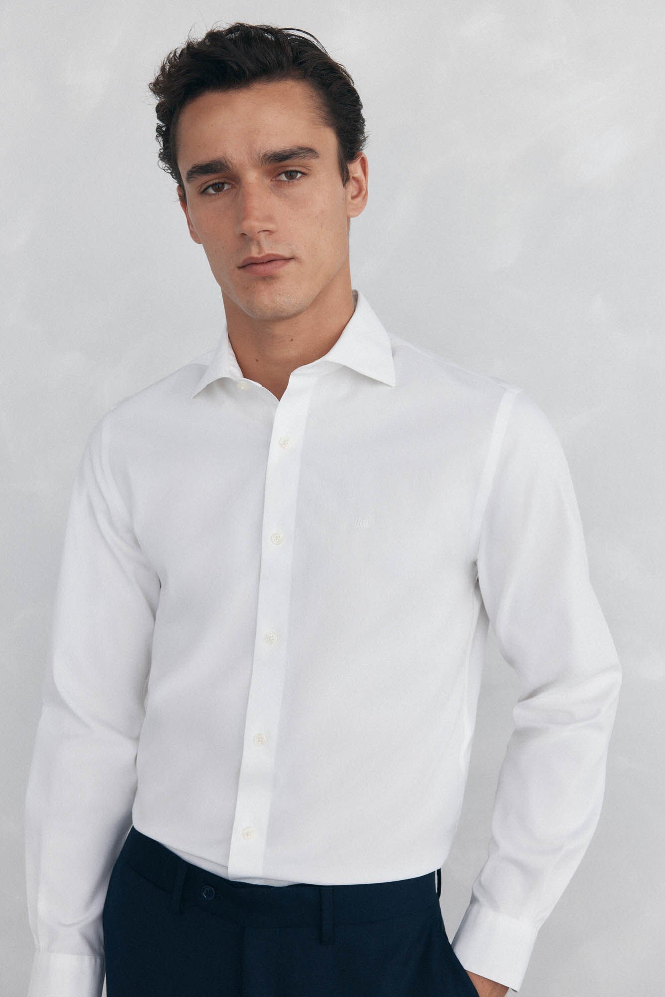 Pedro del Hierro Plain non iron + stain resistant slim fit dress shirt White