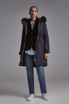 Pedro del Hierro Long hooded parka Blue
