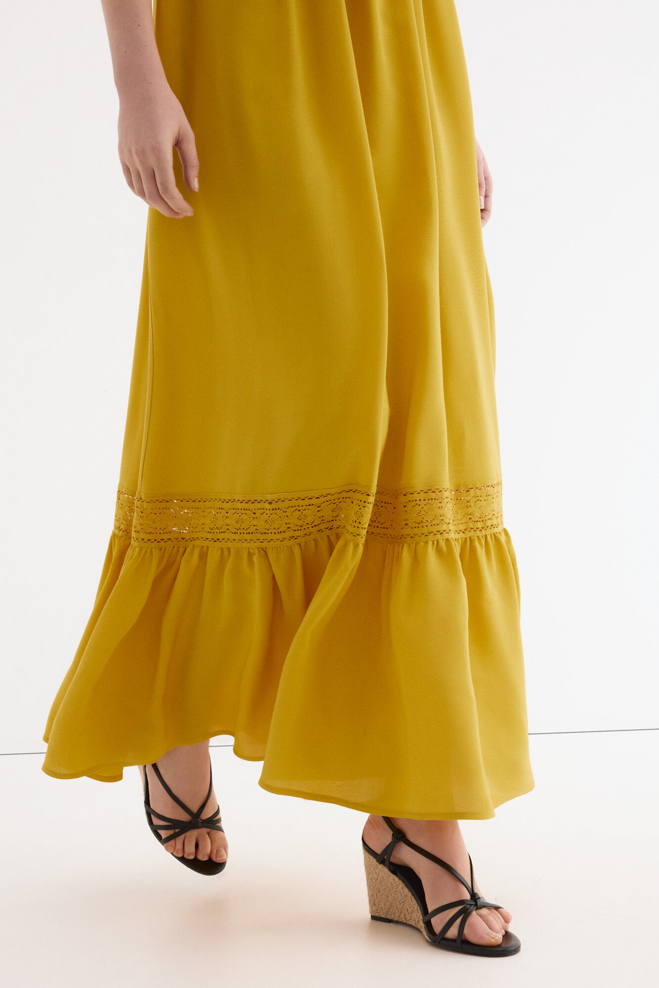 Pedro del Hierro Embroidered romantic dress Yellow