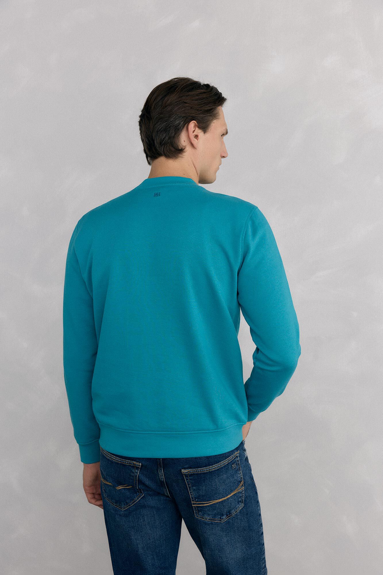 Pedro del Hierro Logo crew neck sweatshirt Turquoise