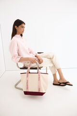 Pedro del Hierro Two-tone fabric bag Beige