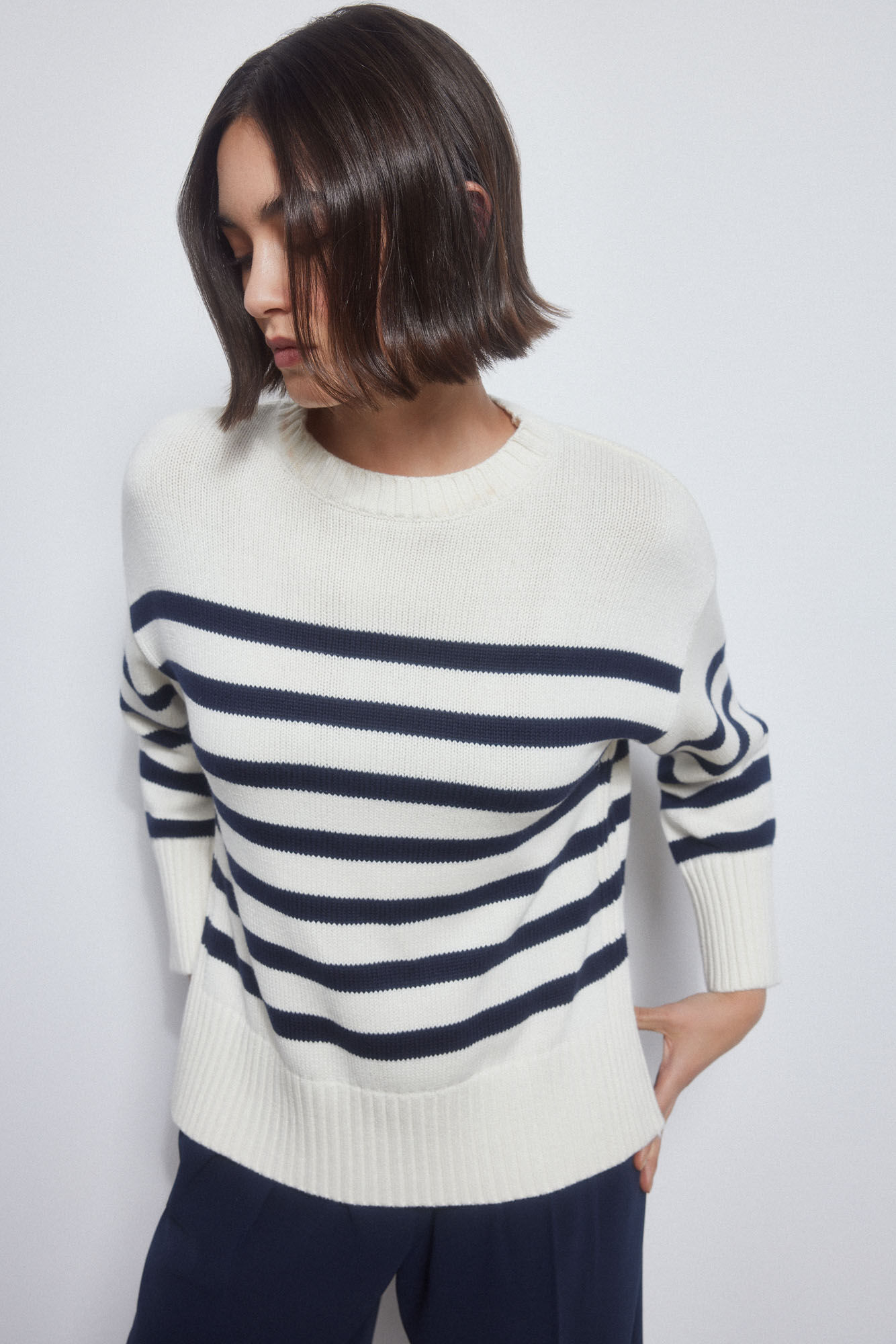 Pedro del Hierro Jersey oversize riscas bicolores Azul