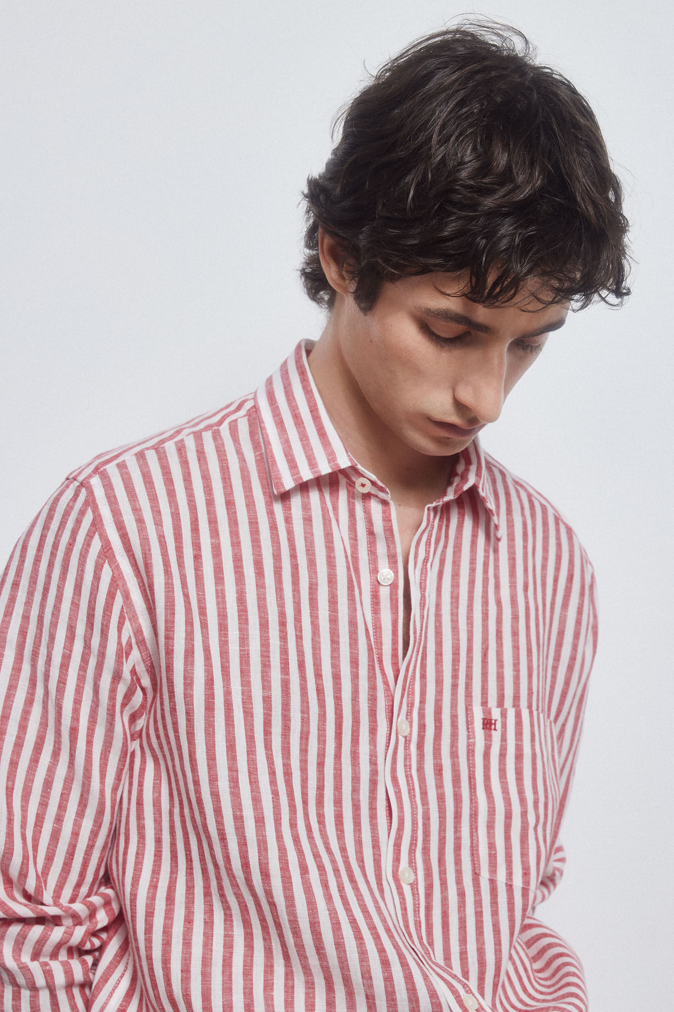 Pedro del Hierro Striped linen shirt Red