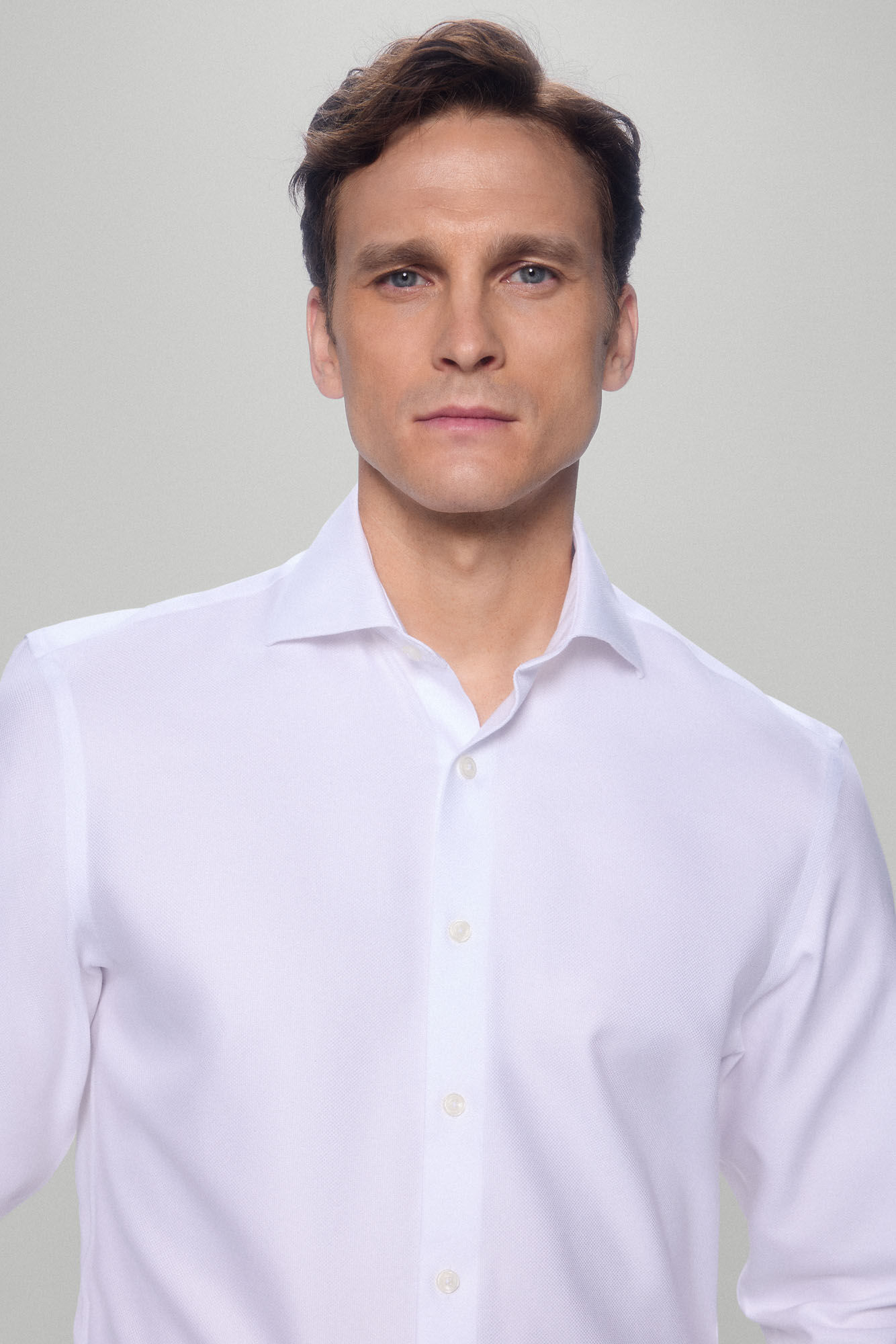 Pedro del Hierro camisa vestir gemelos estructura lisa non iron + antimanchas White