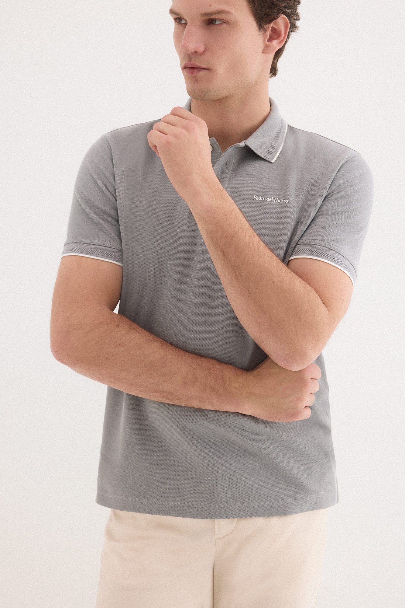 Pedro del Hierro Polo shirt with logo tips Grey