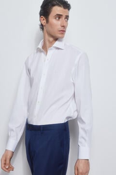 Pedro del Hierro camisa formal lisa non iron + antimanchas Branco