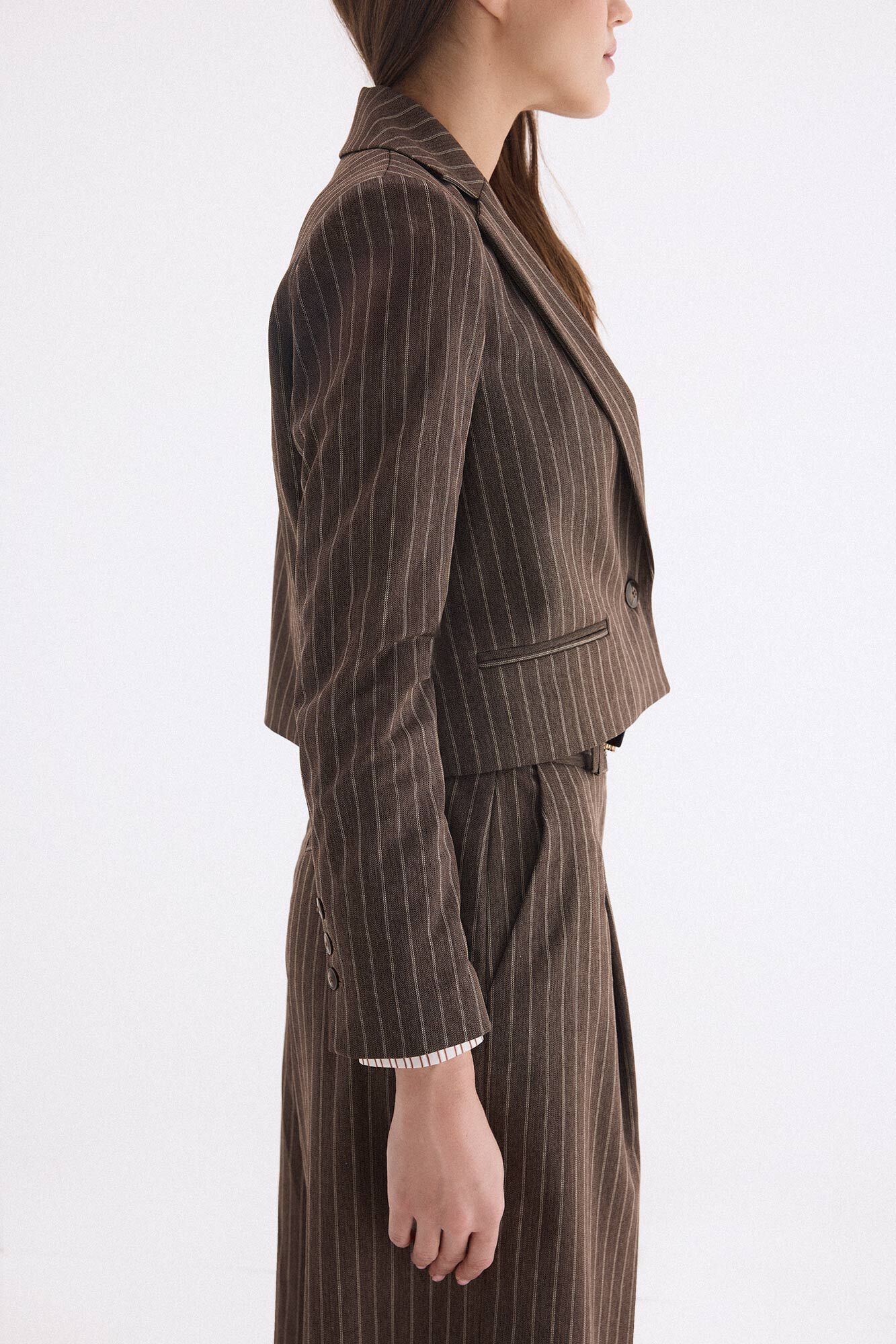 Pedro del Hierro Striped blazer Brown
