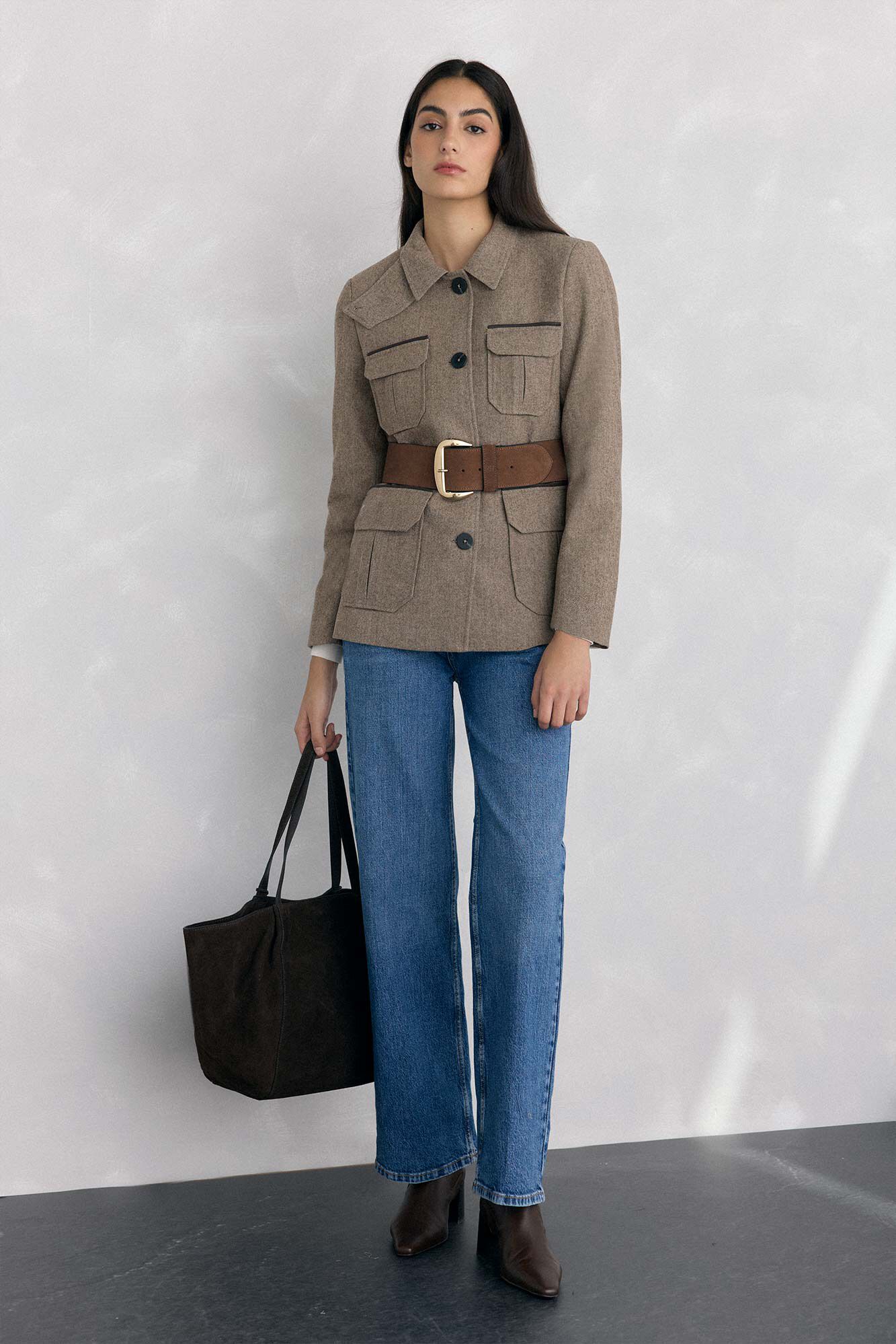 Pedro del Hierro Herringbone safari jacket