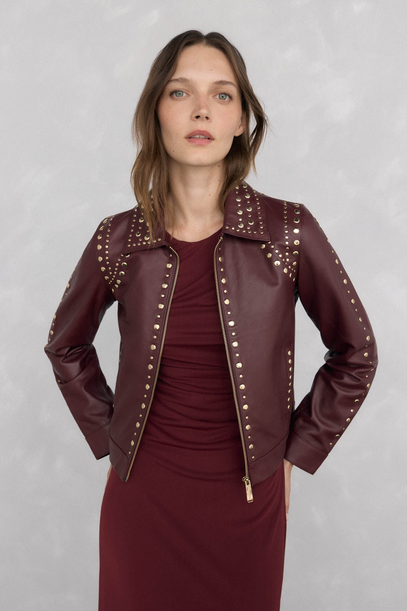 Pedro del Hierro Jaqueta napa cravejada Coral