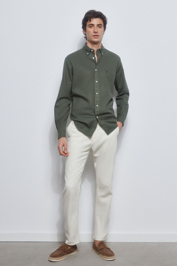 Pedro del Hierro Iconic garment-dyed Oxford shirt Green